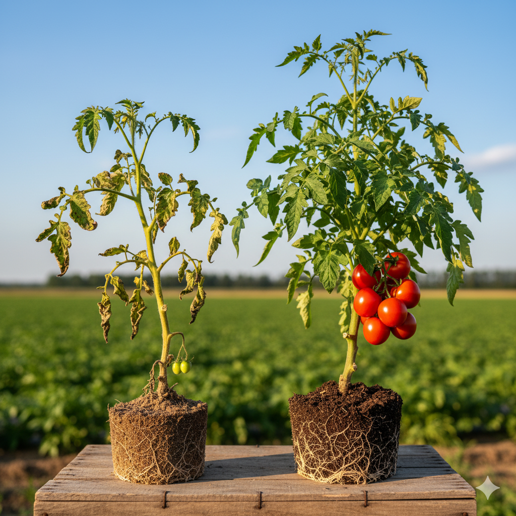Comparación antes y después del injerto - Plantas AgroSuplant